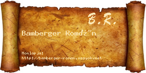 Bamberger Román névjegykártya